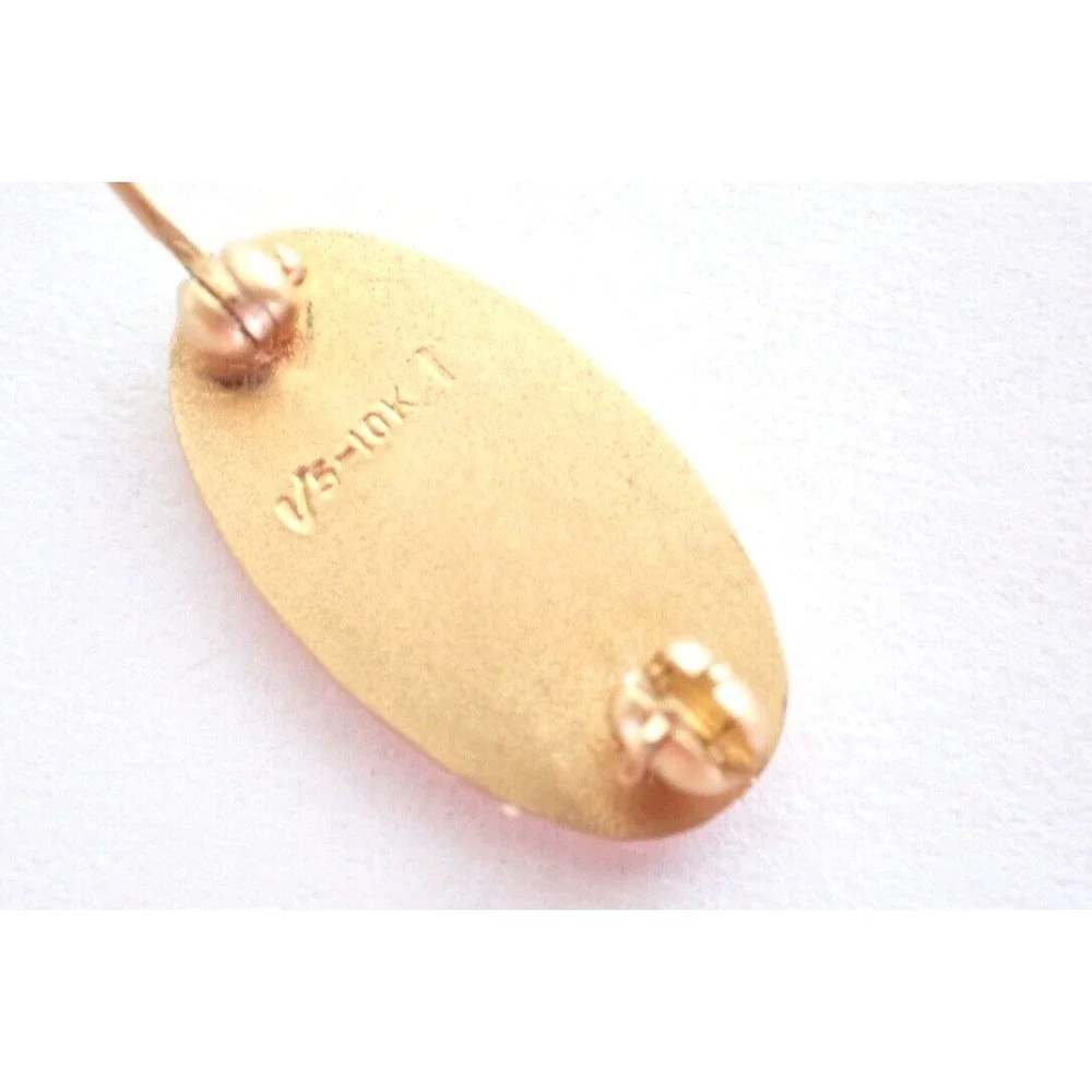 Gold Cross 10K 1/5 Leaf Tie Tack Set of 2 with Gold Tone Cross Leaf with Chain